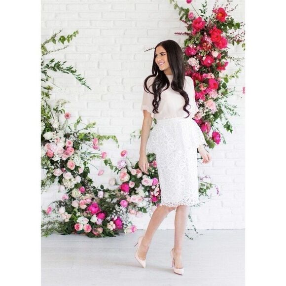Rachel Parcell Organza Peplum Skirt White Size S - Picture 1 of 12